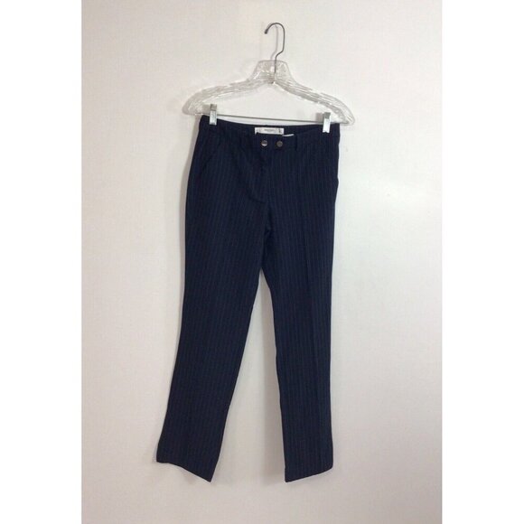 Mango Pants Navy Pinstripe Office Siren Womens 2 New - Picture 1 of 9
